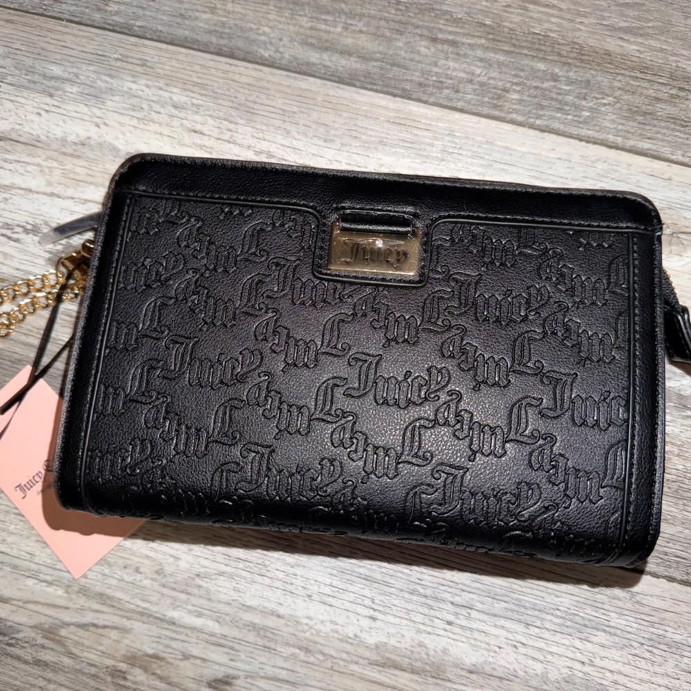 Juicy Couture Black Embossed Crossbody Bag brand new still has the tags